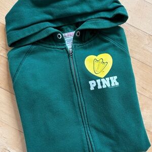VS PINK RARE Y2K Oregon Ducks Bling Hoodie Green Yellow Sequins Size Small